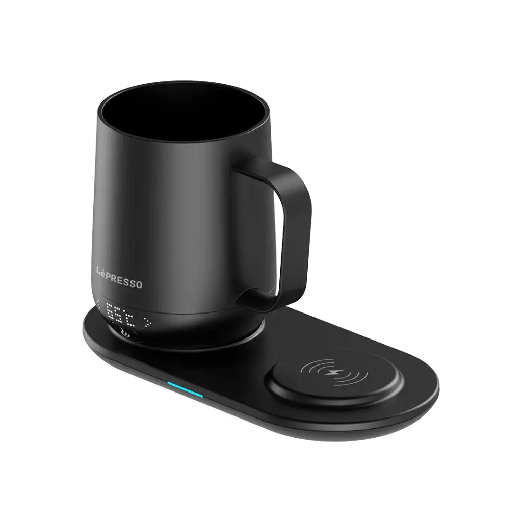 كوب ليبريسو الذكي لتسخين المشروبات بسعة 355 مل مع قاعدة شحن لاسلكية - اسود | LePresso Heated Mug 12oz with Wireless Charging Pad - Black