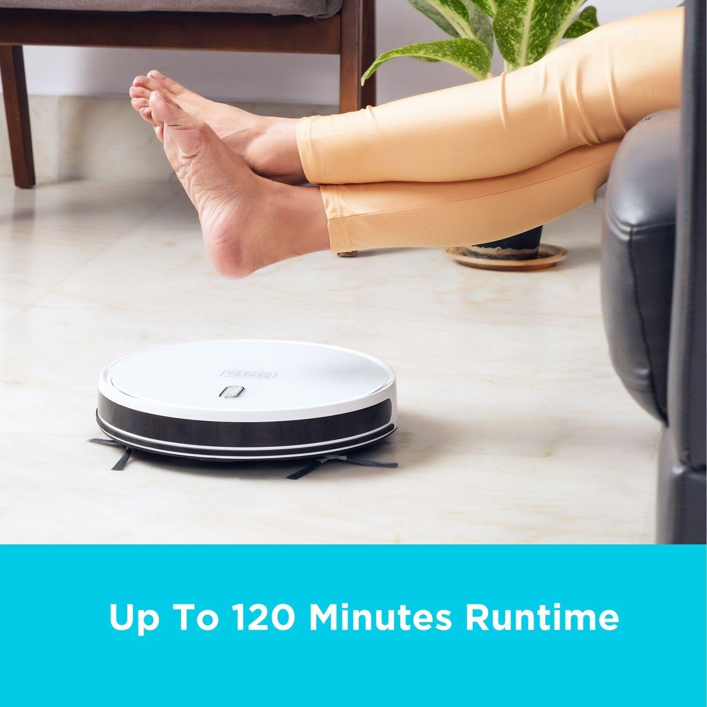 Black+Decker Robotic Vacuum Cleaner and Mop, Support Alexa, 2150Pa Strong Suction Power -مكنسة روبوتية وممسحة بلاك اند ديكر مع دعم الأليكسا، قوة شفط 2150 باسكال