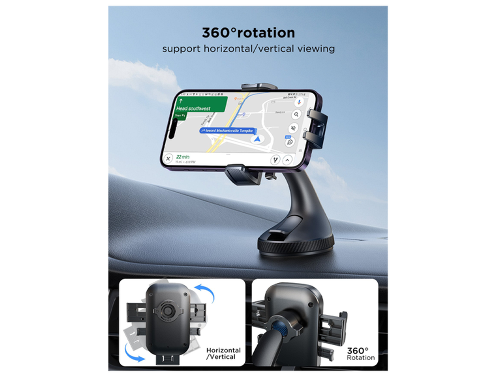 حامل هاتف للسيارة جويرووم للزجاج الامامي والداشبورد مع دوران 360 درجة | JOYROOM JR-OK6 Car Phone Mount for Windshield – 360° Rotatable
