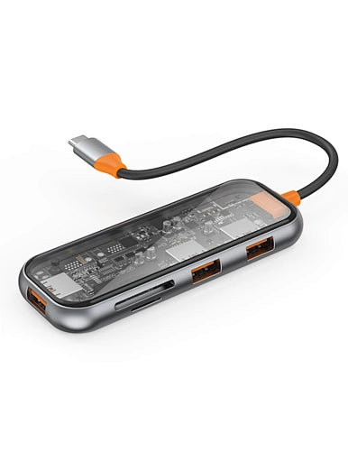 WiWU New Cyber Multifunctional 5 in 1 Type C Hub Adapter - محول متعدد االوظائف 5 في 1 تايب سي من ويوو