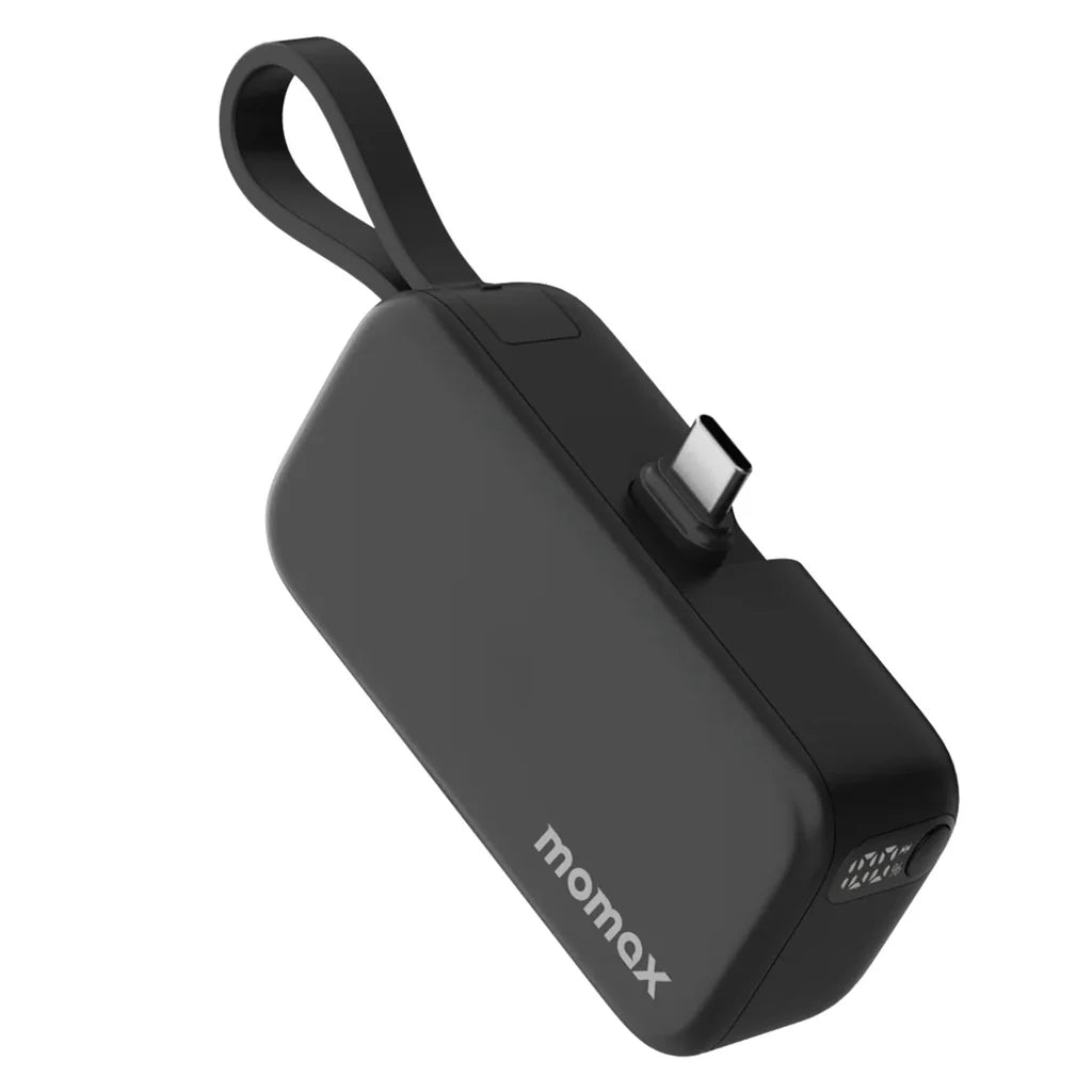 Momax 1-Power Mini, 5000mAh Portable Battery Pack with Built-in Foldable USB-C Plug - بور بانك موماكس 1-بور ميني بسعة 5000 مللي امبير, مع وصلة يو اس بي C قابلة للطي مدمجة