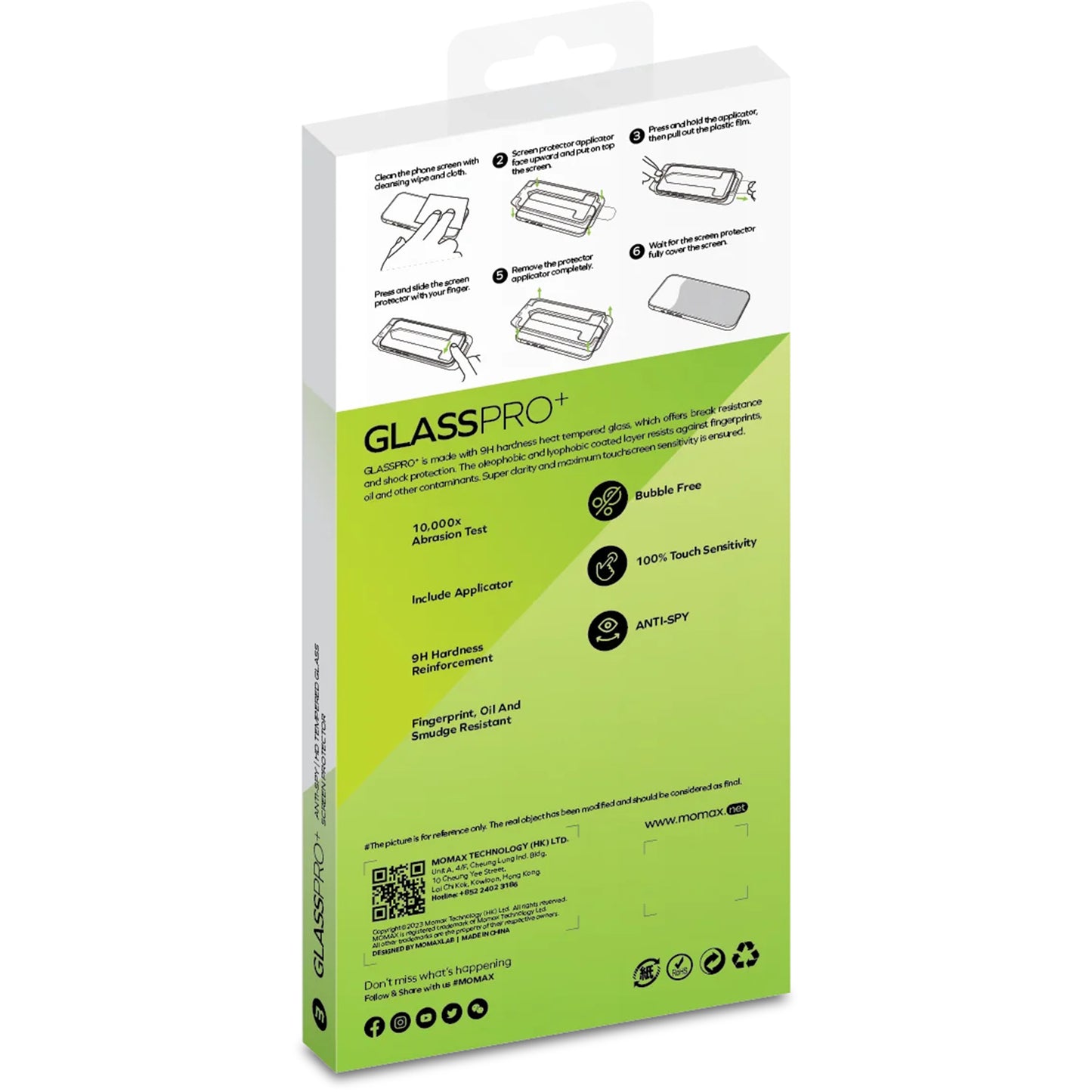 Momax Full Coverage HD Privacy Screen Protector for iPhone 15 Pro - واقي شاشة موماكس خصوصية HD لتغطية كاملة لهاتف ايفون 15 برو, حماية من التجسس, لون اسود