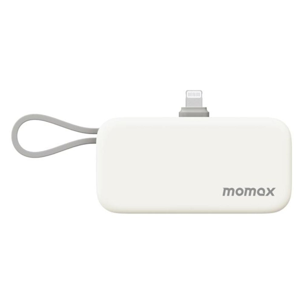 Momax 1-Power Mini, 5000mAh Portable Battery Pack with Built-in Foldable Lightning Connector - باور بانك موماكس 1-بور ميني بسعة 5000 مللي امبير مع وصلة لايتننج للايفون مدمجة