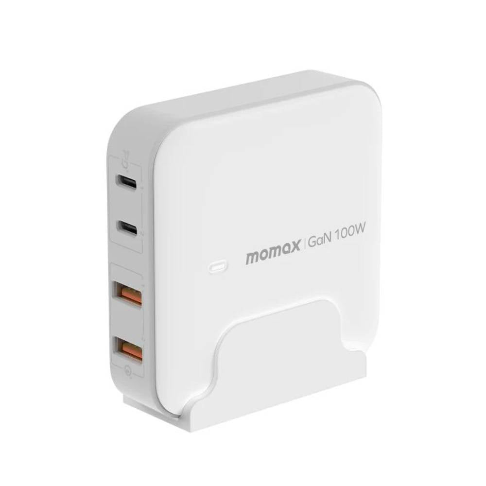 Momax ONEPLUG 100W 4-Port GaN Desktop Charger (UK Plug) - شاحن مكتبي GaN موماكس وان بلاج بقدرة 100 واط, شاحن سريع مع فيش UK