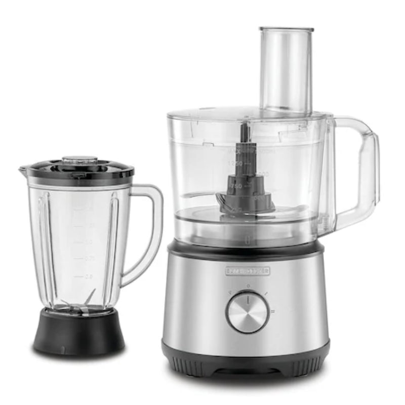 محضر طعام 800 واط مع خلاط ووعاء ستانلس ستيل 2 لتر - Black+Decker 800W Food Processor (Stainless Steel) FX825-B5