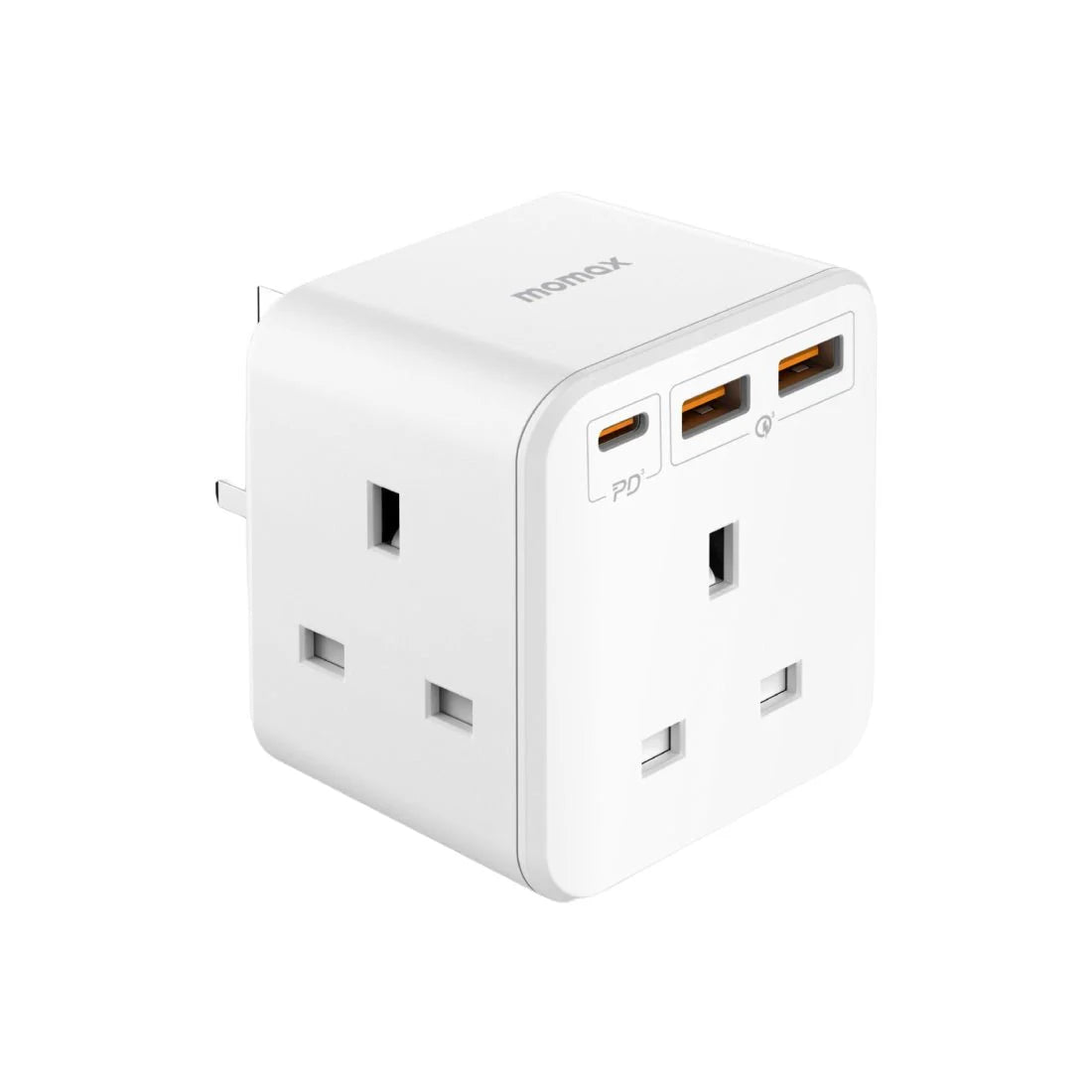 Momax ONEPLUG 3-Outlet Cube Extension Socket with USB Ports - مقبس تمديد موماكس وان بلاج المكعب بثلاثة مخارج كهربائية ومنافذ USB
