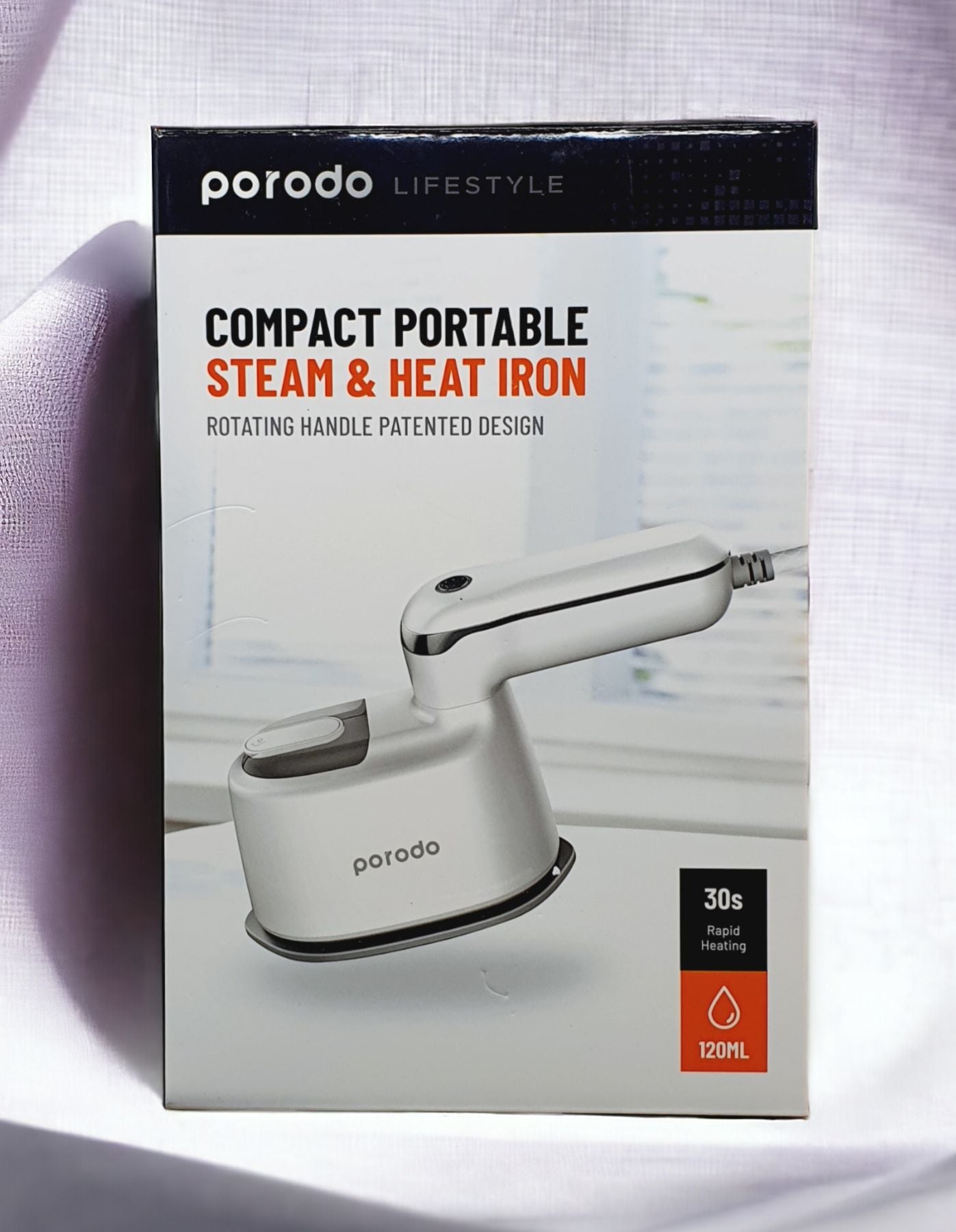 بورودو لايف ستايل مكواة بخار صغيرة 1000 واط بمقبض دوار - ابيض | Porodo Lifestyle Mini Steam Iron 1000W UK with Rotatable Handle – White.