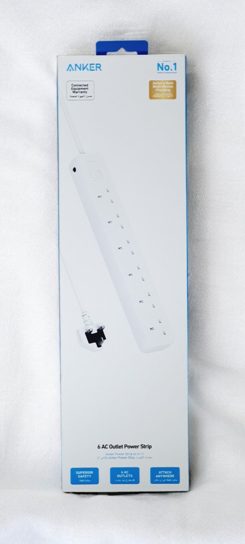 وصلة كهرباء انكر 6 منافذ, كيبل بطول 1.8م | Anker Power Strip 6-Outlet AC Extension, 1.8m Cable