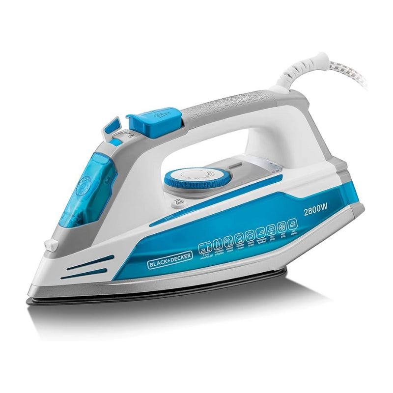 Black&Decker X2800-B5 2800W Steam Iron w Anodized soleplate - مكواة بخار بلاك اند ديكر بقدرة 2800 واط مع قاعدة مؤكسدة
