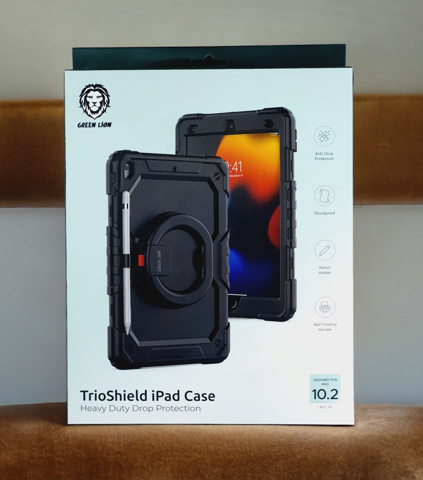 غطاء حماية جرين لايون تريو شيلد للايباد بحجم 10.2 انش - اسود | Green Lion TrioShield Case for iPad 10.2" - Black