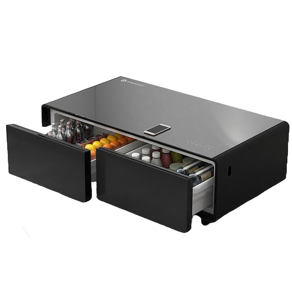 Powerology Coffee Table Fridge Powerful 40W Speakers 135L - طاولة تبريد ذكية باورولوجي 135 لتر مع سماعات وشحن لاسلكي