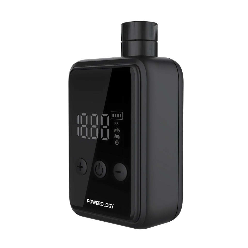 منفاخ هواء محمول من باورولوجي, بضغط 110PSI وبطارية 1000mAh - اسود | Powerology 110PSI Mini Pocket Air Pump 1000mAh – Compact Design – Black.