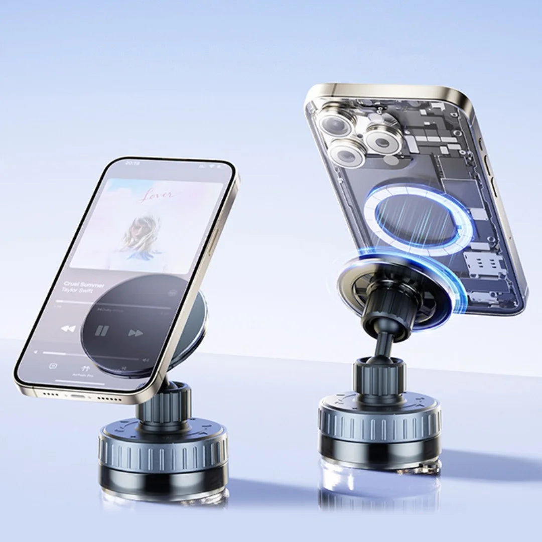 حامل جوال مغناطيسي دوار 360 درجة من بورودو بلو, مع تثبيت قوي وماج سيف - اسود | Porodo Blue 360° Rotatable Adjustable Vacuum MagSafe Suction Phone Holder – Black