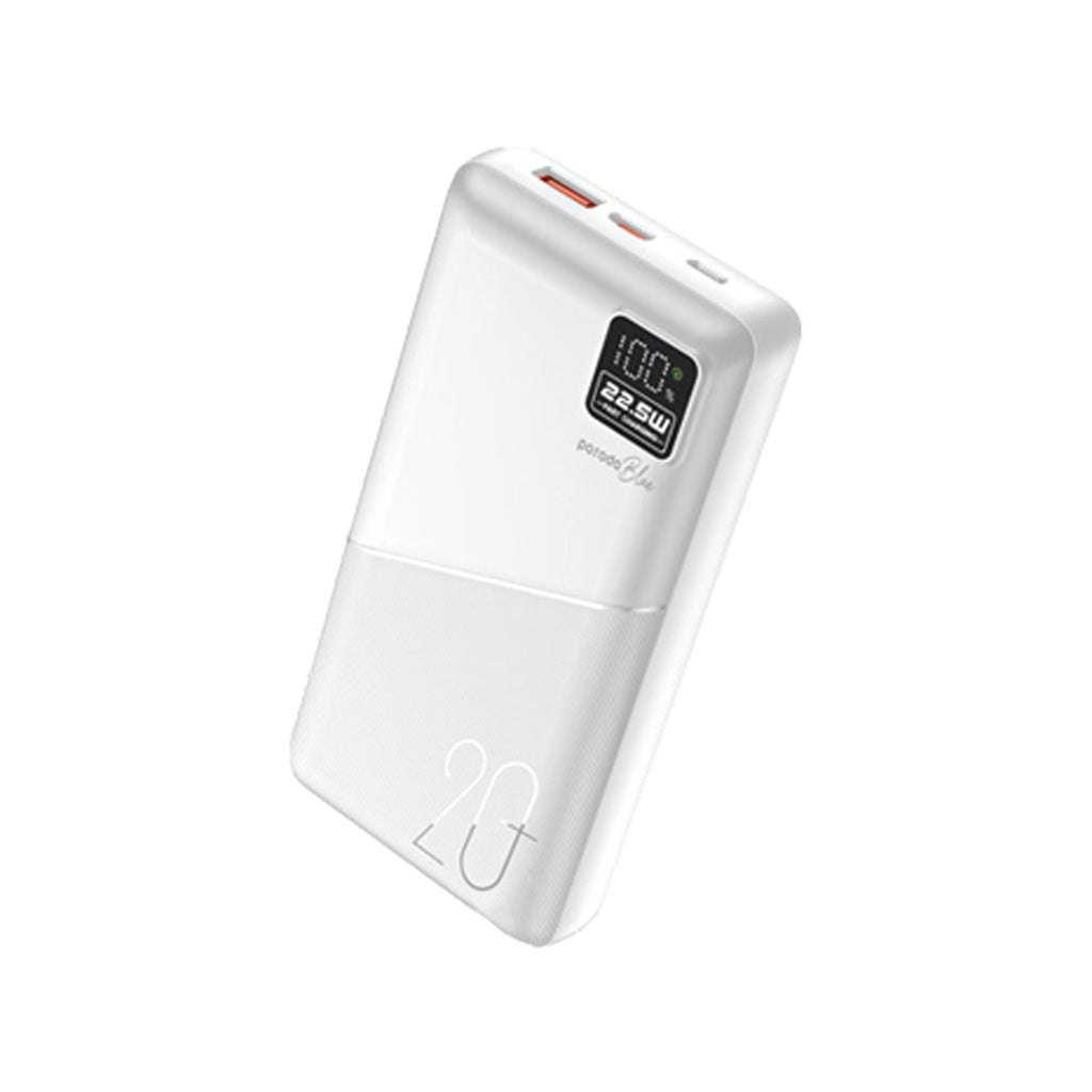 بورودو باور بانك بسعة 20000mAh بمنفذ تايب سي ويو اس بي اي و مايكرو يو اس بي مع شاشة رقمية | Porodo Blue 20000mAh Powerbank Type-C USB A and Micro with Digital Display.