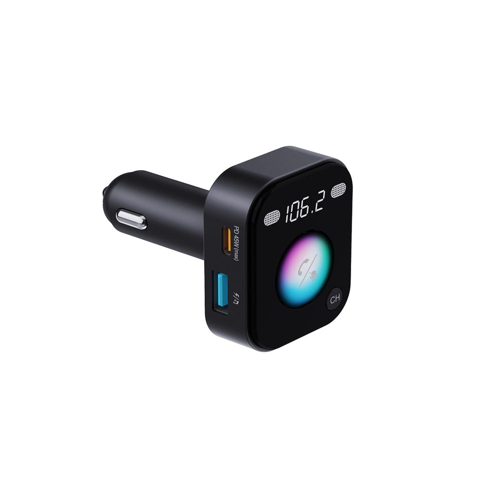 ناقل FM بلوتوث من بورودو مع اوامر صوتية - اسود | Porodo Bluetooth FM Transmitter with Voice Command – Black