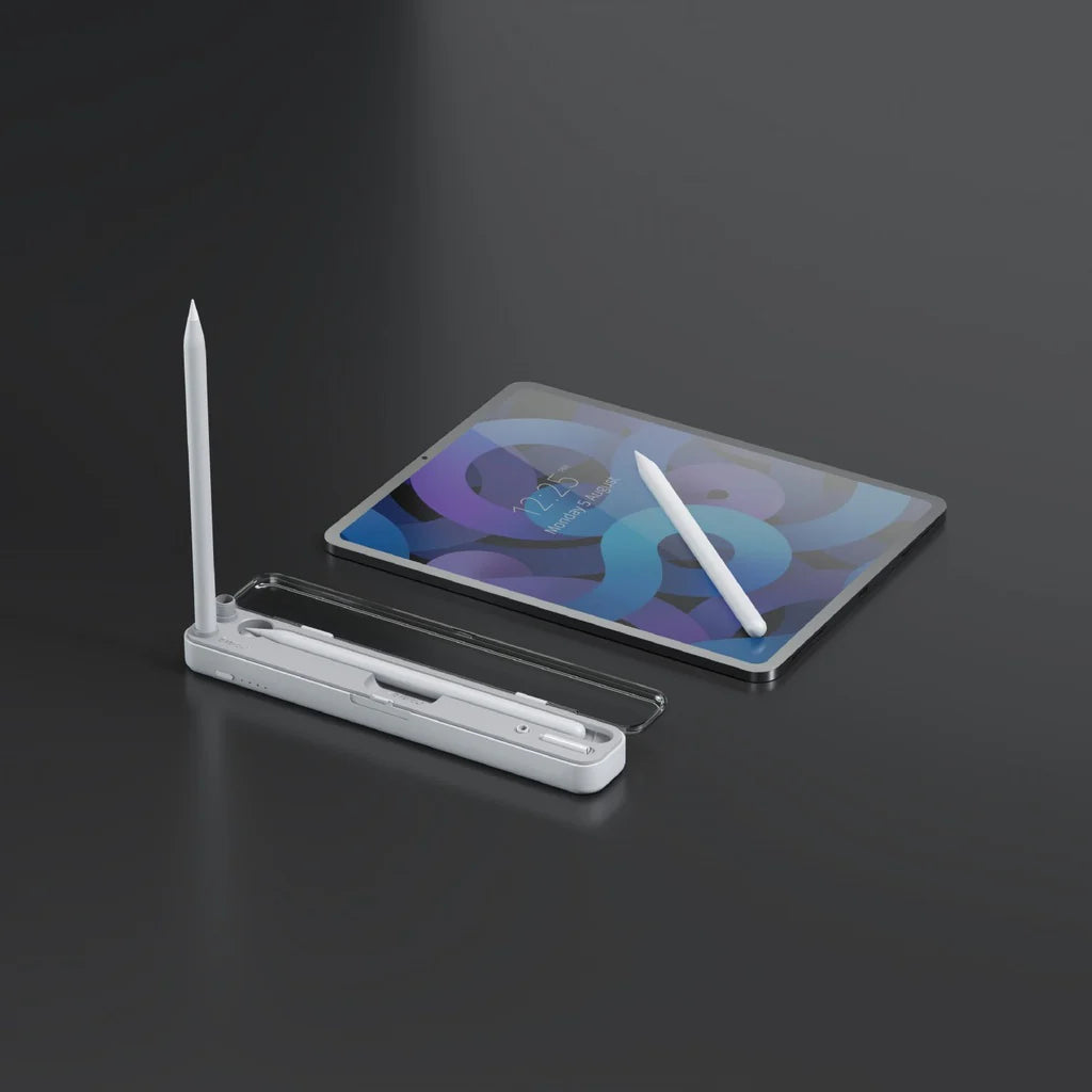 شاحن وتخزين لقلم ابل 1 و 2 من بورودو, ببطارية 570 مللي امبير - ابيض | Porodo Charging & Storage for Pencil 1/2 570mAh - White