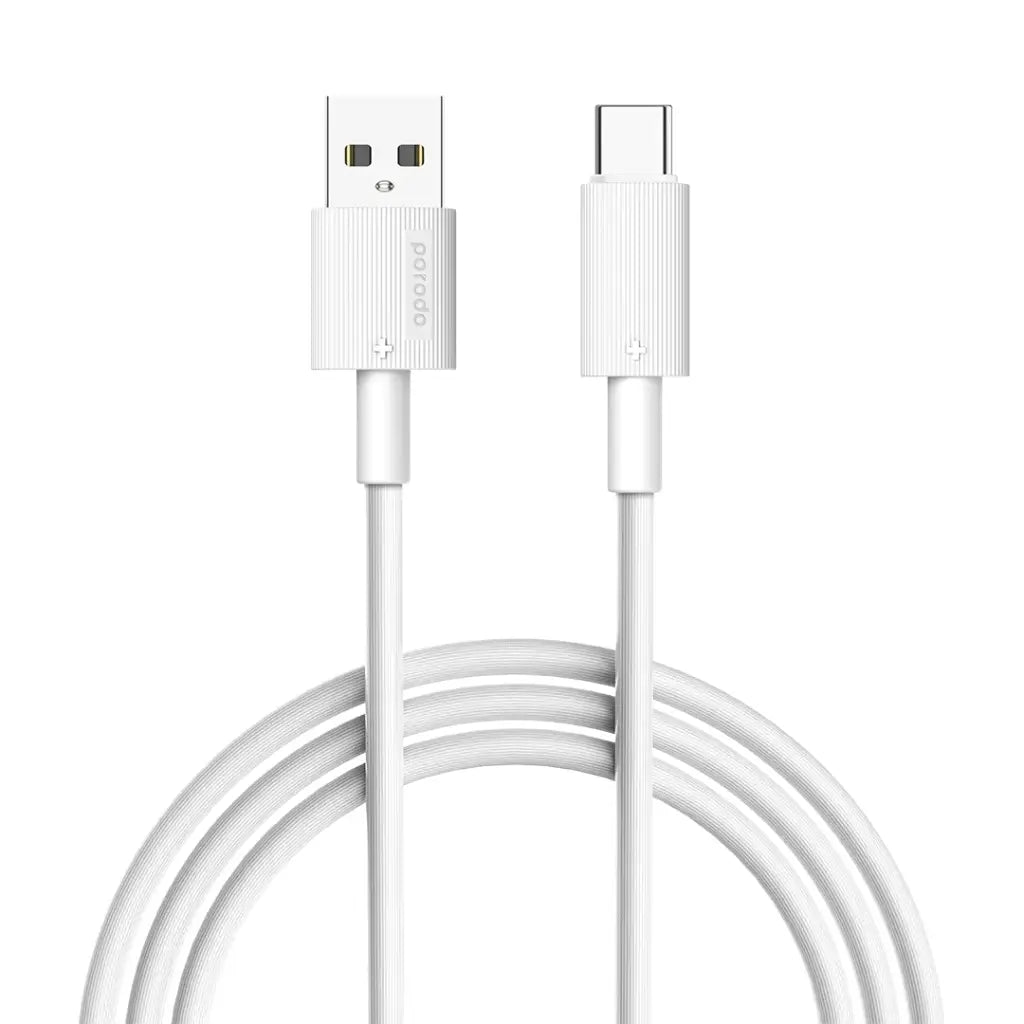 كيبل بورودو يو اس بي اي الى يو اس بي سي بطول 3 متر, شحن سريع | Porodo USB-A to USB-C Durable Charging Cable 3M.