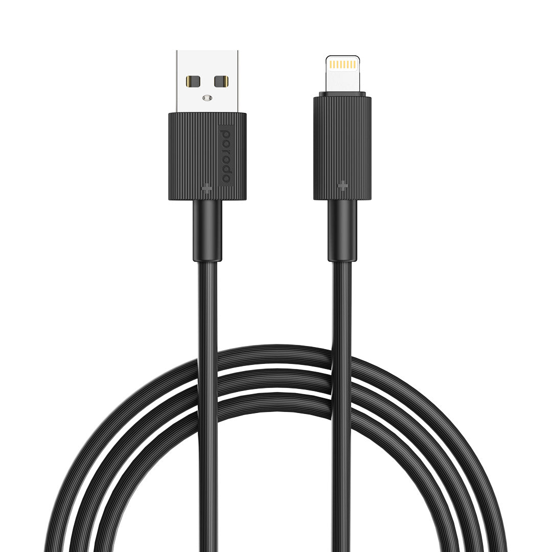 كيبل بورودو يو اس بي اي الى لايتننغ بطول 3 متر, شحن سريع | Porodo USB-A to Lightning PVC Cable 3M.