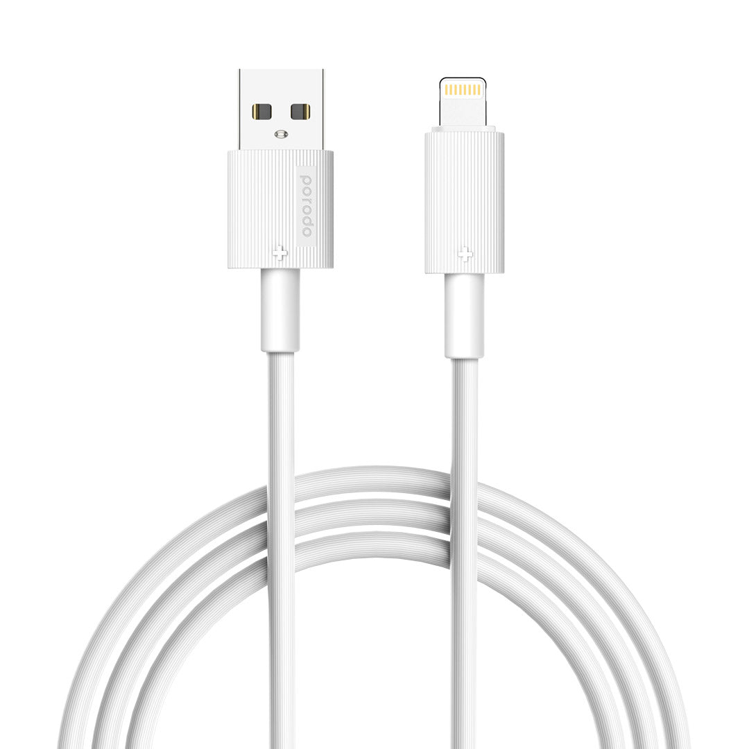 كيبل بورودو يو اس بي اي الى لايتننغ بطول 3 متر, شحن سريع | Porodo USB-A to Lightning PVC Cable 3M.