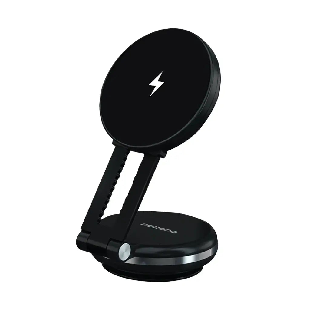حامل هاتف وشاحن مغناطيسي ماغسيف من بورودو فاكسيل - اسود | Porodo Vacseal MagSafe Charging Mount – Black