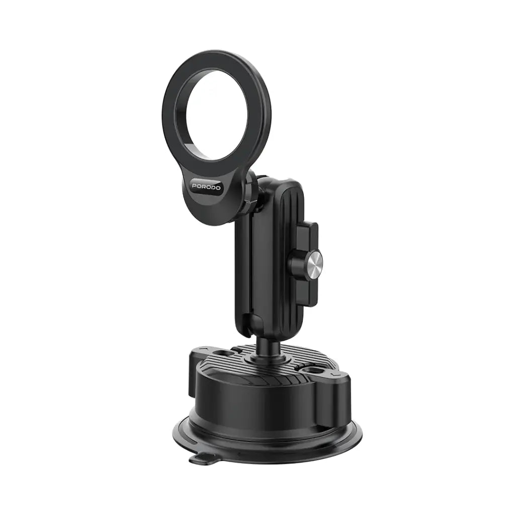 حامل هاتف للسيارة ماج سيف قابل للتعديل 360 درجة مع قاعدة تثبيت - اسود | Porodo 360° Adjustable MagSafe Car Mount with Suction - Black