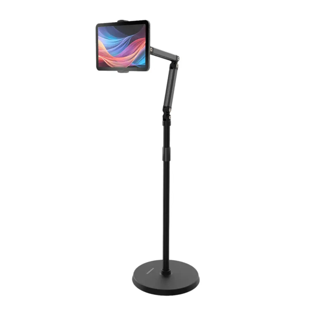 حامل ارضي دوار قابل للتعديل للهواتف والاجهزة اللوحية من بورودو - اسود | Porodo 360° Rotatable & Adjustable Cantilever Bracket Phone & Tablet Floor Stand 1.65m – Black