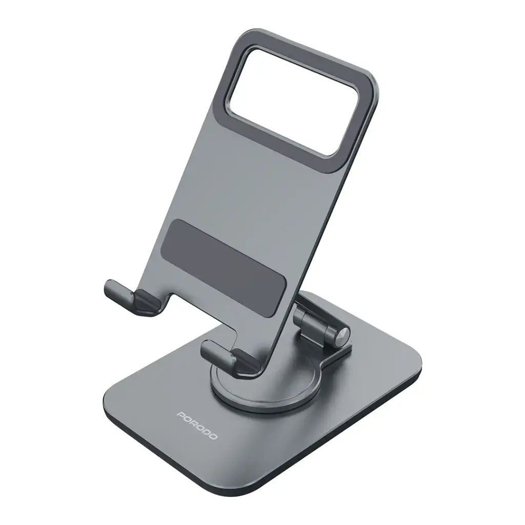 حامل المنيوم للهاتف والتابلت من بورودو - رمادي | Porodo Aluminum Stand Mobile & Tablet – Gray