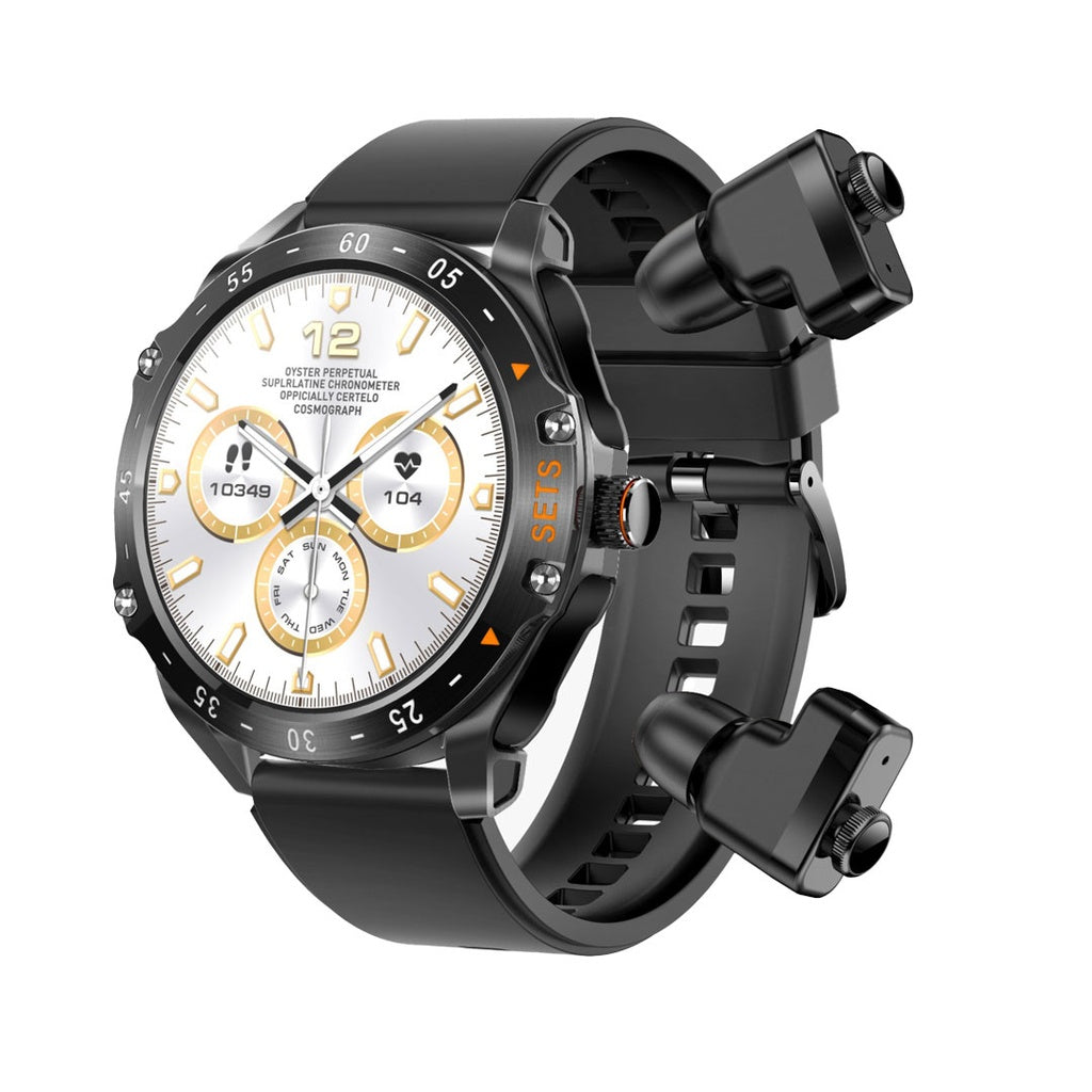 ساعة بورودو هايب الذكية مع سماعات اذن وسير جلد اضافي | Porodo Hype Smart Watch with Earbuds and Leather Band