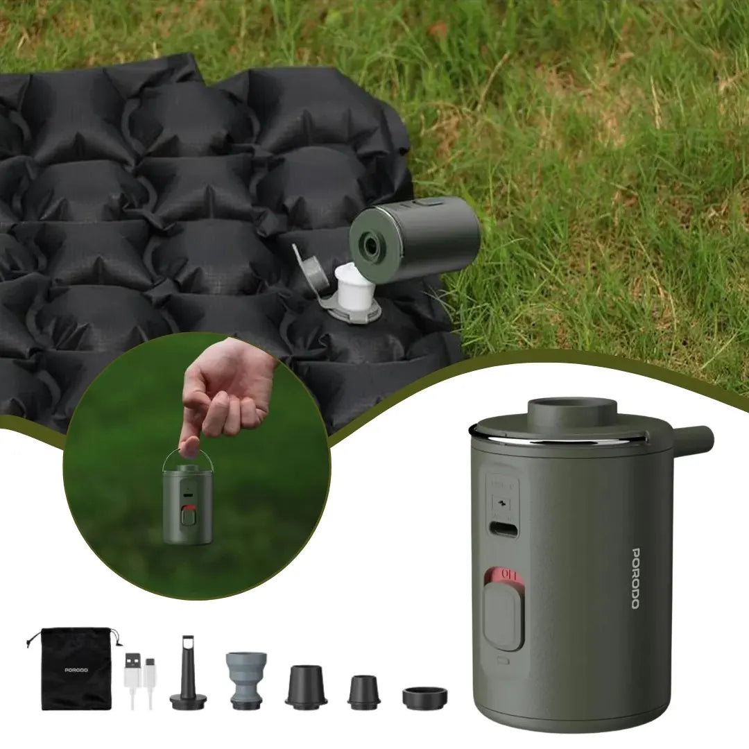 مضخة هواء لرحلات التخييم من بورودو لايف ستايل, قابلة للنفخ والتفريغ - اخضر | Porodo Lifestyle Camping Inflate and Deflate Air Pump - Green.