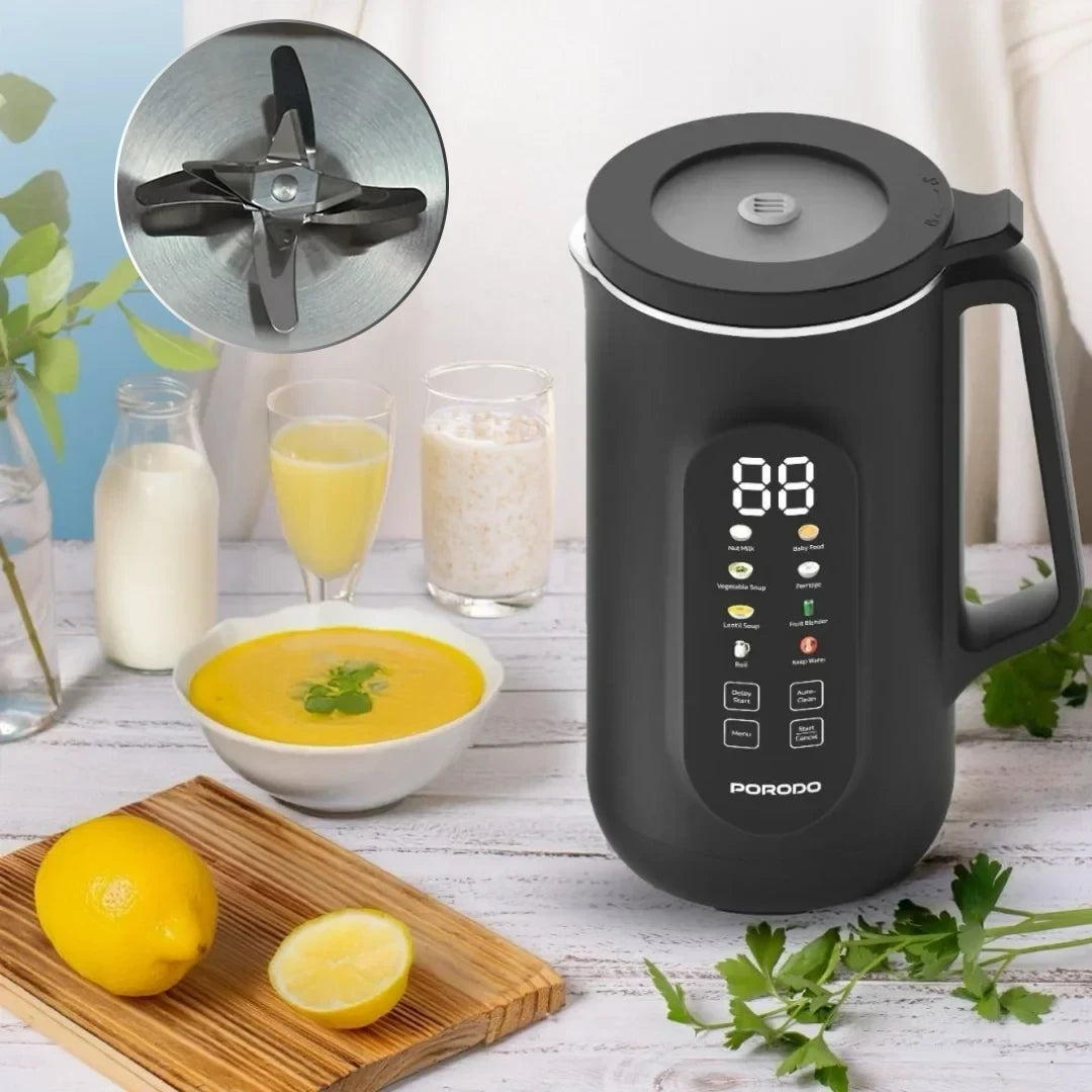 جهاز لصناعة المشروبات الساخنة والباردة من بورودو لايف ستايل, بقدرة 800 واط وسعة 1000 مل مع شاشة رقمية - اسود | Porodo Lifestyle 800W Auto Hot and Cold Drink Maker 1000ml with Digital Display - Black