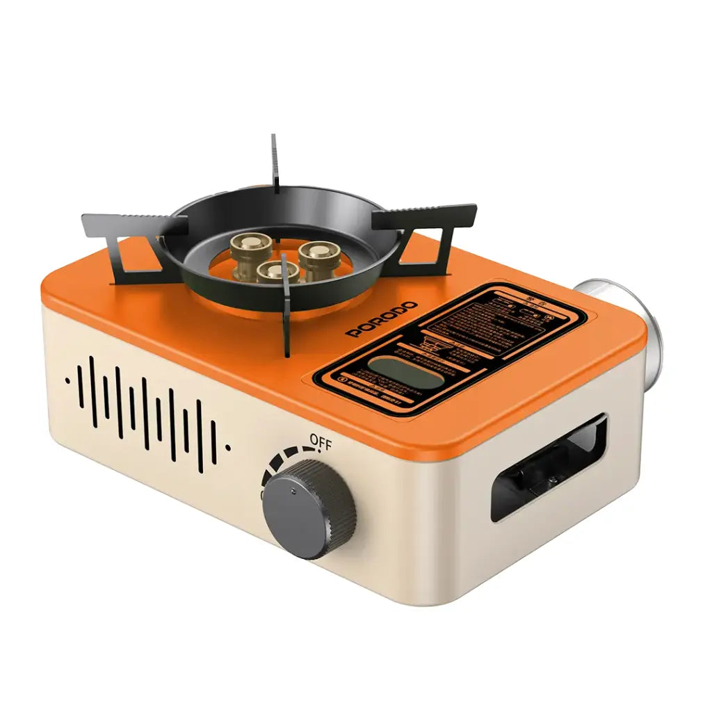 طباخ غازي محمول بقدرة 3200 واط من بورودو لايف ستايل - برتقالي/بيجي | Porodo Lifestyle 3200W Portable Burner Gas Stove - Orange/Beige