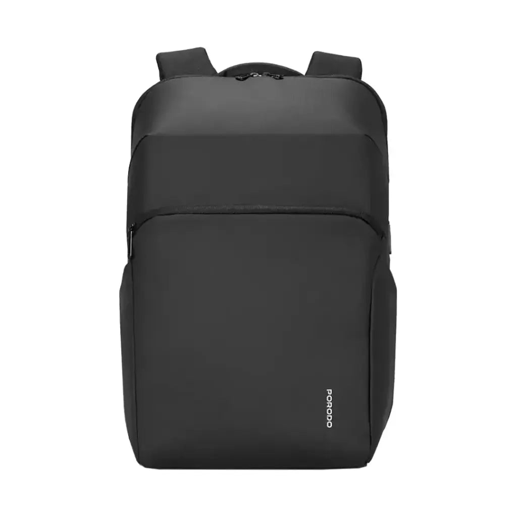 حقيبة ظهر مقاومة للماء مع منفذ يو اس بي سي من بورودو لايف ستايل - اسود | Porodo Lifestyle Water-Resistant PU Backpack with USB-C Port – Black
