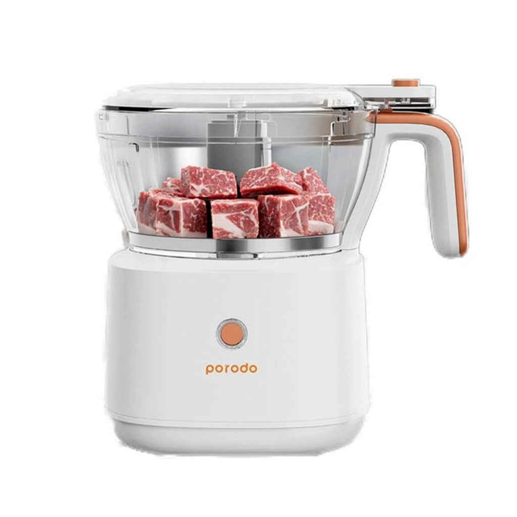 فرامة لحم كهربائية محمولة من بورودو لايف ستايل بقدرة 88 واط وسعة 1 لتر - ابيض | Porodo Lifestyle Portable Electric Meat Chopper 88W 1L – White