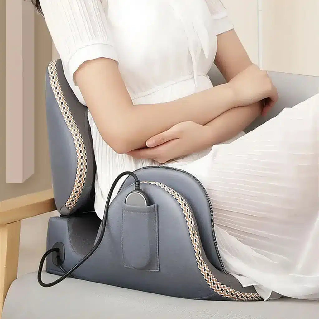 وسادة تدليك مع حرارة واهتزاز من بورودو لايف ستايل - رمادي | Porodo Lifestyle Massage Cushion with Heat & Vibration – Grey