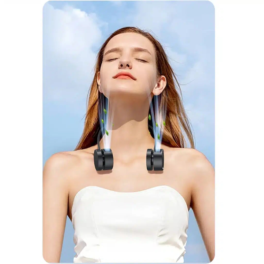 مروحة رقبة بورودو لايف ستايل المحمولة, حتى 4 ساعات تشغيل - اسود | Porodo Lifestyle Neckband Cooling Fan – Up to 4H Playtime – Black.