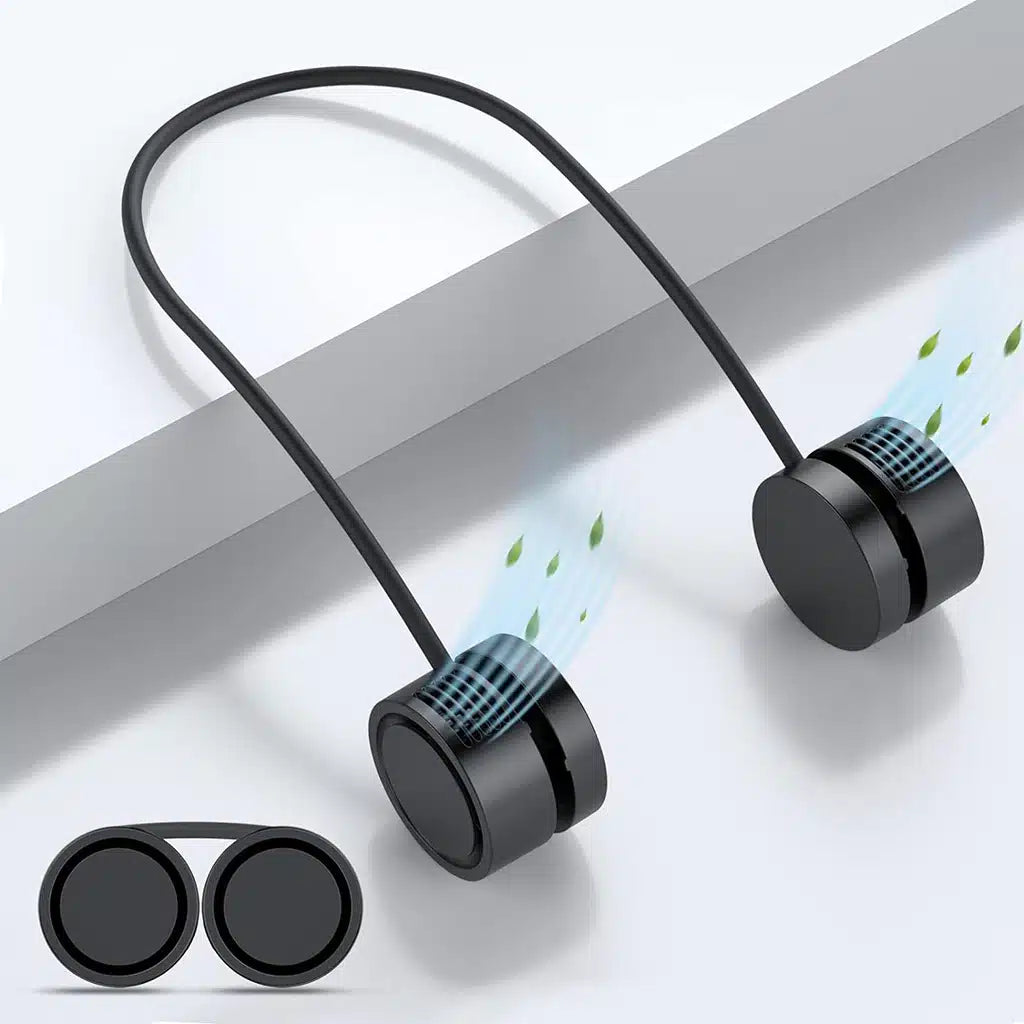 مروحة رقبة بورودو لايف ستايل المحمولة, حتى 4 ساعات تشغيل - اسود | Porodo Lifestyle Neckband Cooling Fan – Up to 4H Playtime – Black.