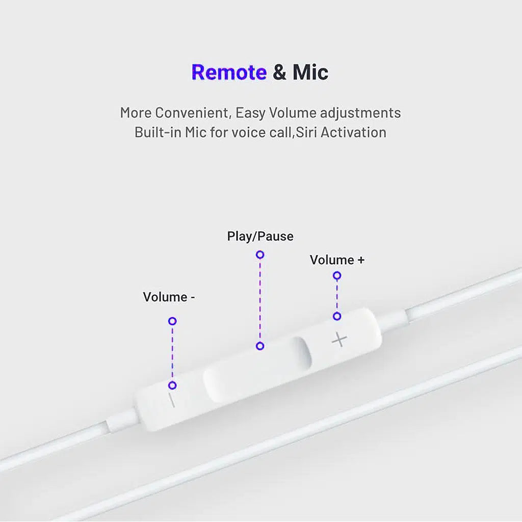 سماعة اذن احادية بمنفذ 3.5mm من بورودو ساوندتيك مع مايك عالي النقاء - ابيض | Porodo Soundtec Single Mono Earphone 3.5mm with High-Clarity Mic – White