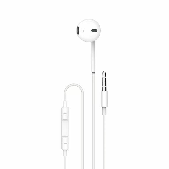 سماعة اذن احادية بمنفذ 3.5mm من بورودو ساوندتيك مع مايك عالي النقاء - ابيض | Porodo Soundtec Single Mono Earphone 3.5mm with High-Clarity Mic – White