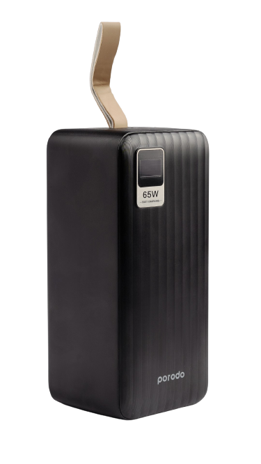 باور بانك بورودو بسعة 50000 مللي امبير مع شحن سريع بقدرة 65 واط - اسود | Porodo Compact Power Bank 50000mAh PD 65W - Black.