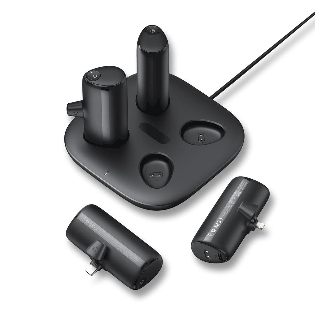 محطة شحن بورودو 4 في 1, باور بانك بسعة 5000 مللي امبير مع شحن لاسلكي - اسود | Porodo 4in1 Station 5000mAh Wireless Power Bank - Black