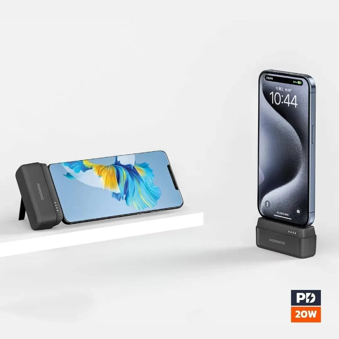 باور بانك بورودو بسعة 5000 مللي امبير مع موصل لايتننغ, شحن سريع 20 واط | Porodo 5000mAh Power Bank with Lightning Connector – PD 20W Fast Charging.