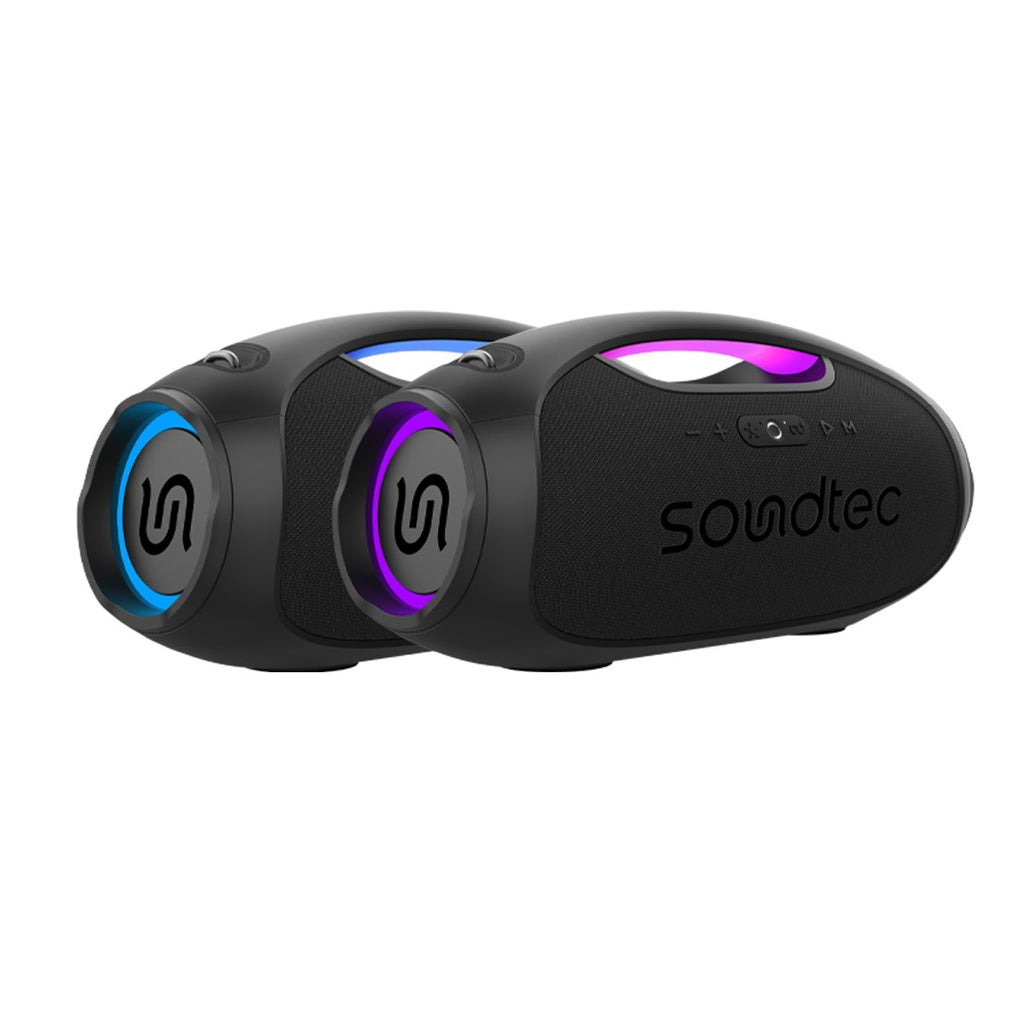 سبيكر بلوتوث 120 واط من بورودو ساوندتيك راش, مع باور بانك بسعة 5400 مللي امبير - اسود | Porodo Soundtec Rush Bluetooth Speaker 120W with 5400mAh Power Bank - Black