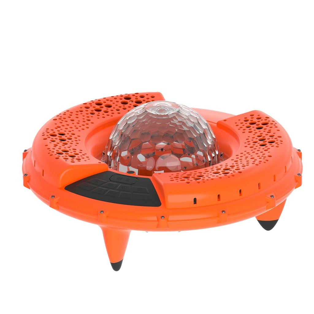 سبيكر عائم ضد الماء بقوة 100 واط مع اضائة LED من بورودو ساوندتيك - برتقالي | Porodo Soundtec Disco LED Light Floating Waterproof Speaker 100W – Orange