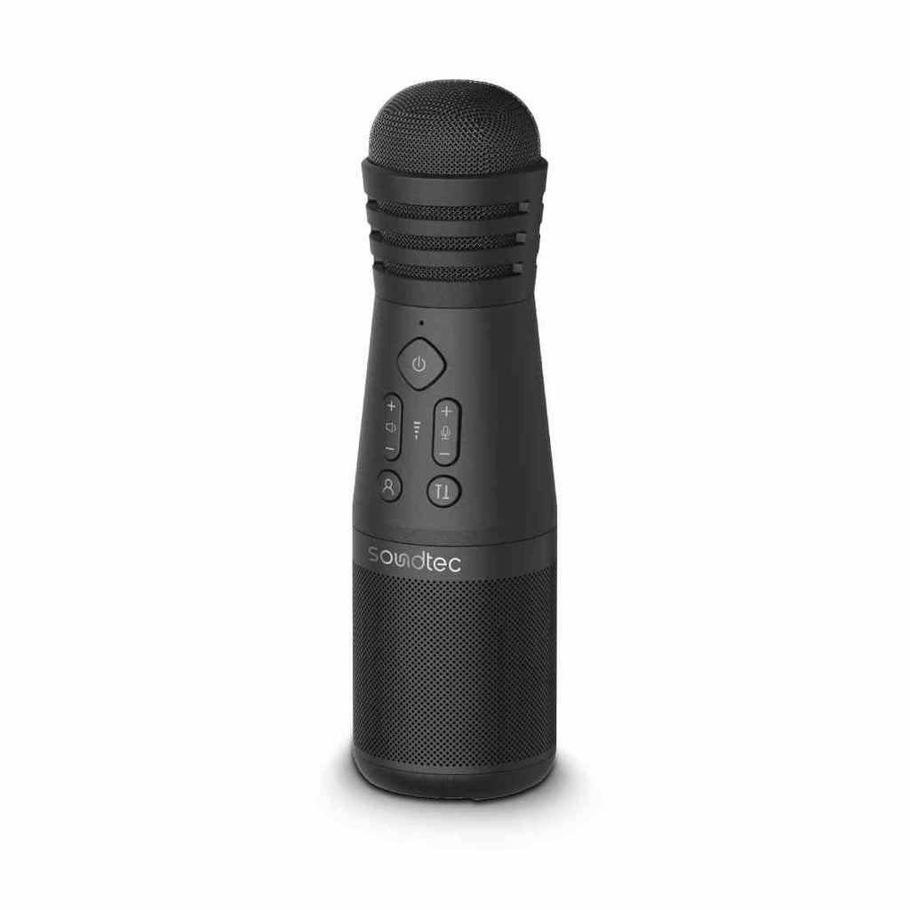 مايكروفون كاريوكي بورودو ساوندتيك مع مكبر صوت - اسود | Porodo Soundtec Karaoke Microphone With Speaker - Black