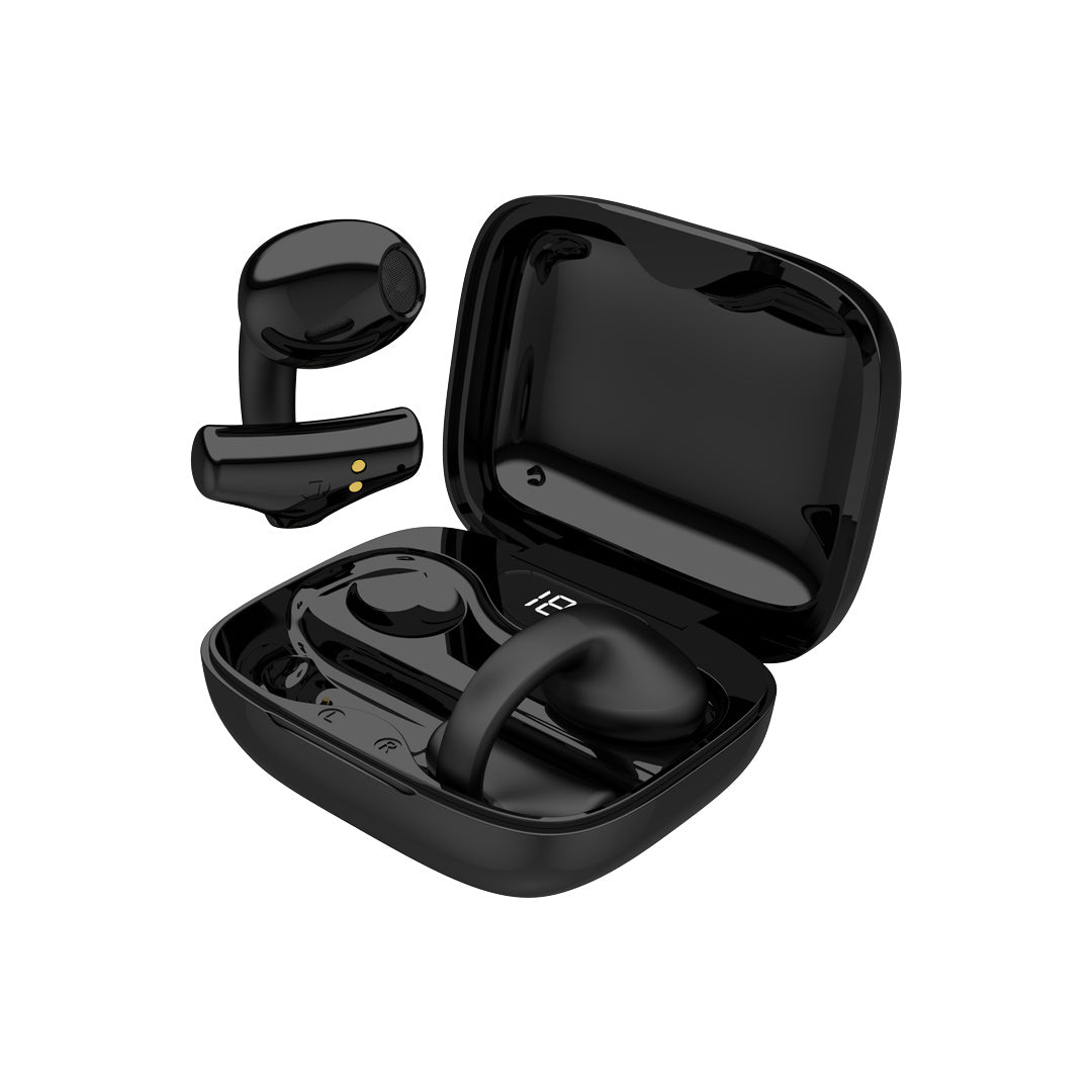 سماعات بورودو ساوندتيك اللاسلكية بمشبك للاذن - اسود | Porodo Soundtec TWS Ear Clip Wireless Earbuds – Black.