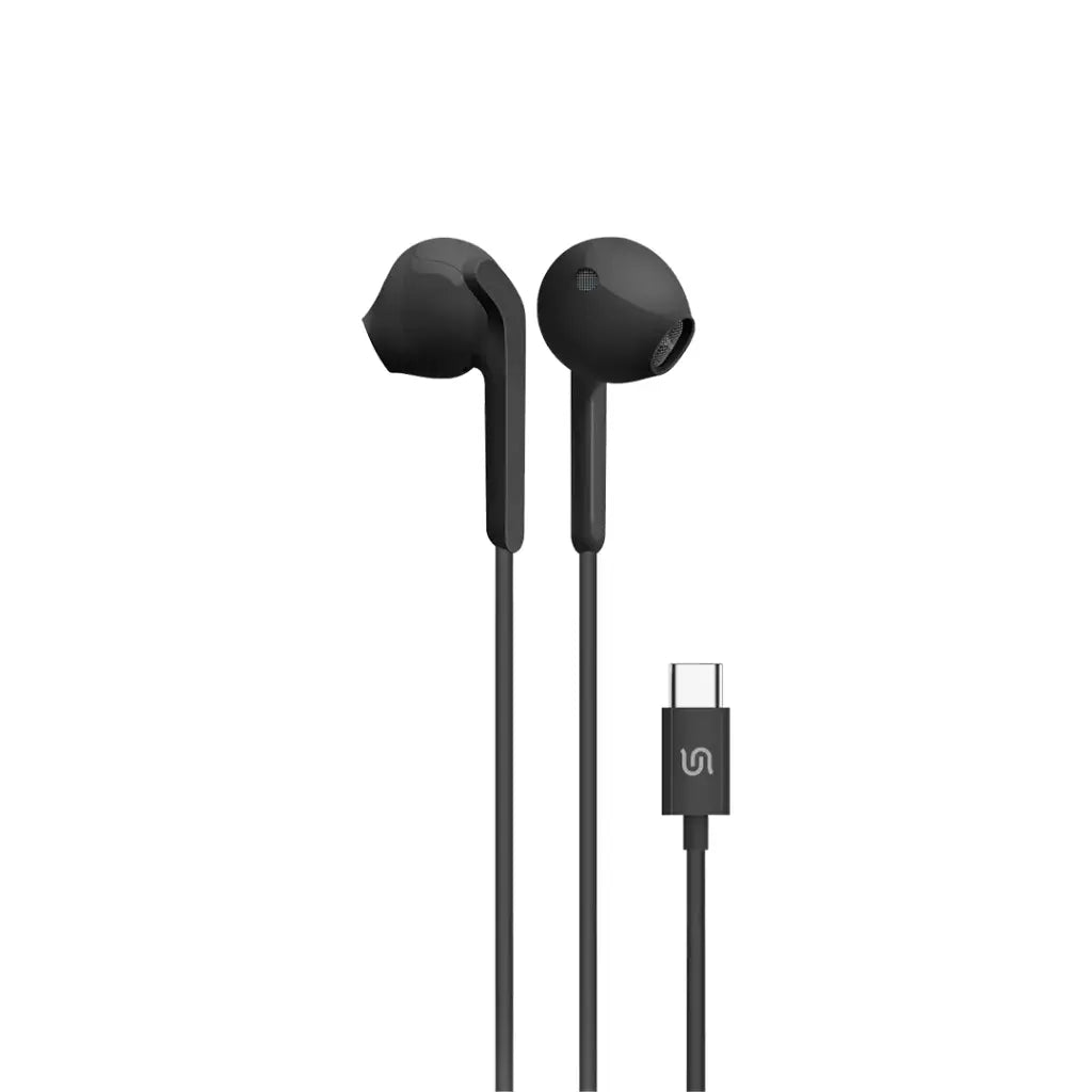 بورودو سماعات معدنية سلكية 14 ملم بمنفذ يو اس بي سي - اسود | Porodo Soundtec Metal Earphones 14mm Type-C - Black.