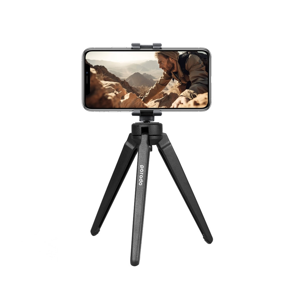 ترايبود مكتبي مع حامل للهاتف من بورودو - اسود | Porodo Table Tripod – Black
