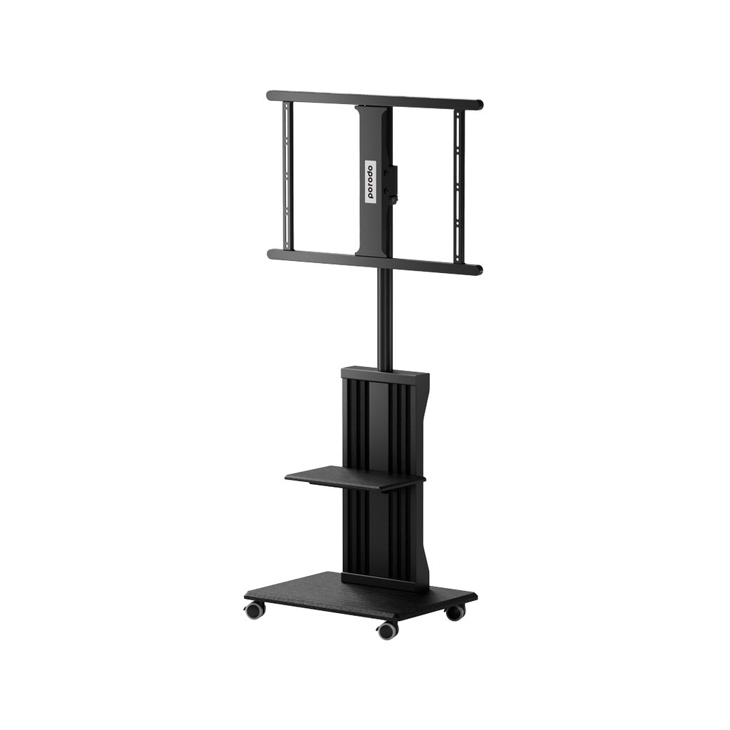 ستاند ارضي للتلفاز بحجم 32 بوصة الى 75 بوصة من بورودو, مع عجلات وحامل اجهزة - اسود | Porodo TV Floor Stand with Wheels & AV Shelf for 32"-75" Screens – Black