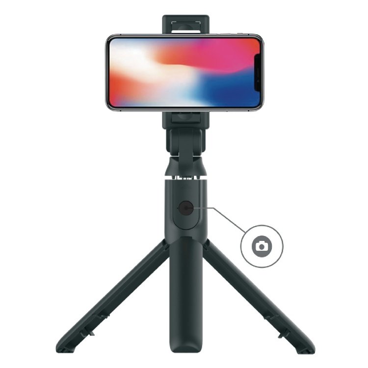 عصا سيلفي مع ترايبود وريموت بلوتوث من بورودو - اسود | Porodo Bluetooth Selfie Stick with Tripod - Black