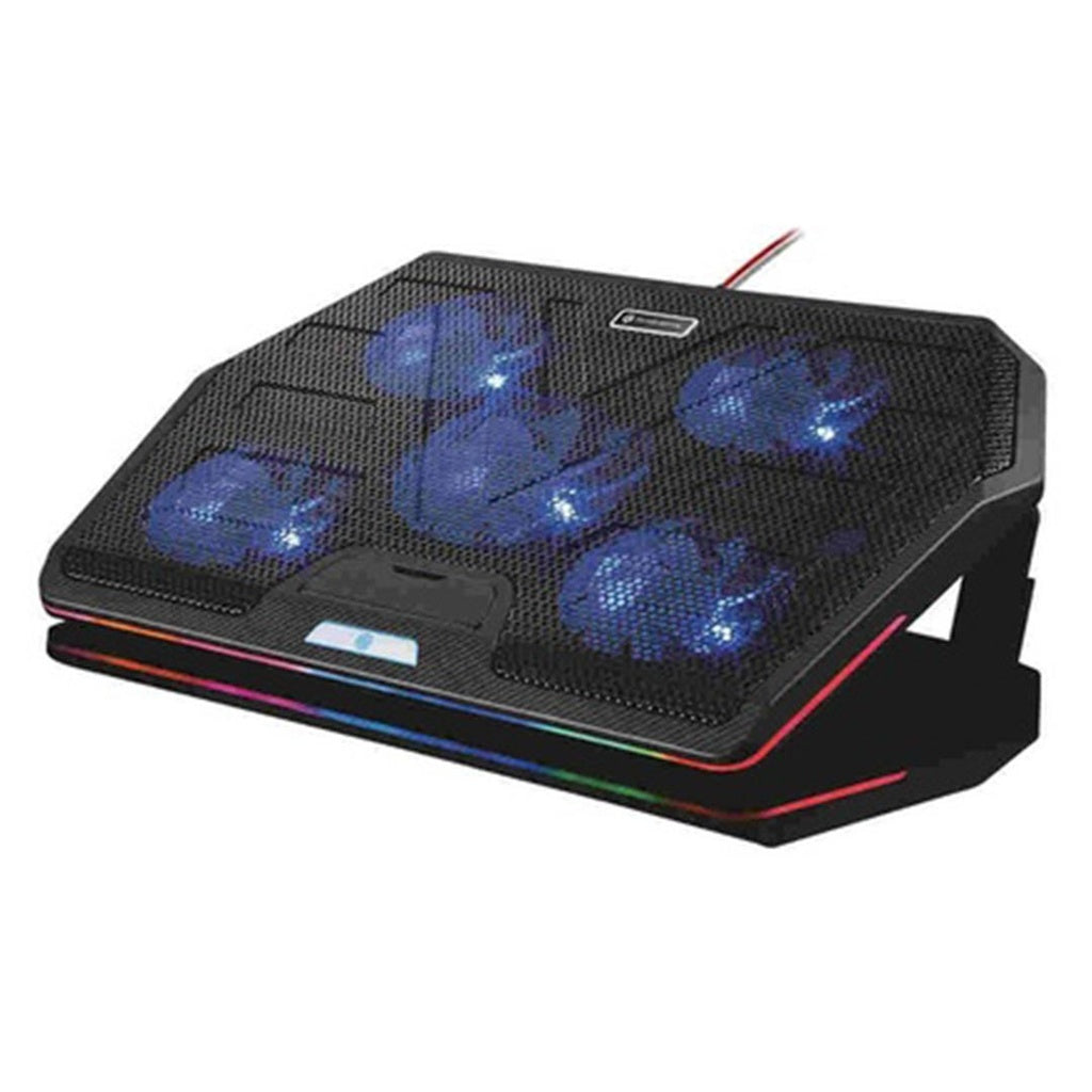 قاعدة تبريد لابتوب مع 5 مراوح و اضائة RGB من بورودو جيمنج - اسود | Porodo Gaming Multi-Fan Cooling Pad - Black.